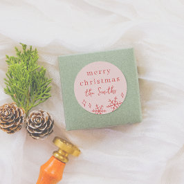 Pegatina Redonda Navidades Rosa y Rojo Whimsical Familia De Copas D