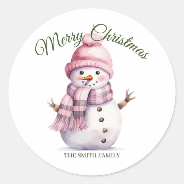 Pegatina Redonda Navidades rosados (Anverso)