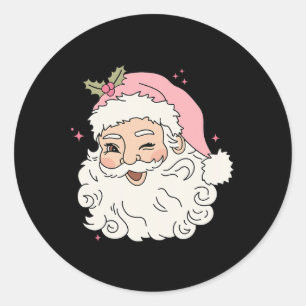 Pegatina Redonda Navidades rosados de diverso añejo Santa Claus Hom