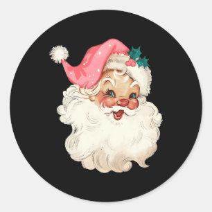 Pegatina Redonda Navidades rosados de Santa Claus se enfrentan a la
