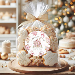 Pegatina Redonda Navidades rosados Gingerbread Cookie Baby Shower C