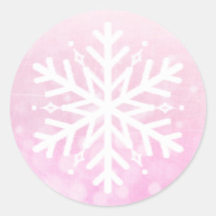Pegatina Redonda Navidades rosados Snowflake