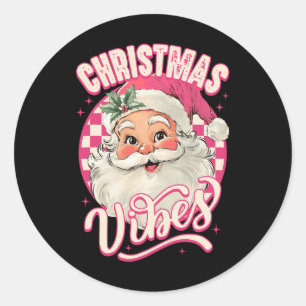 Pegatina Redonda Navidades rosados Vibes Paja