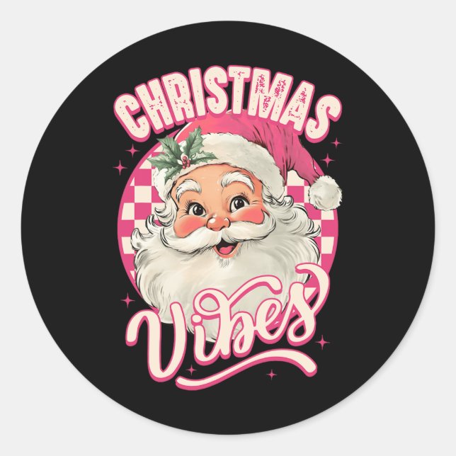 Pegatina Redonda Navidades rosados Vibes Paja (Anverso)