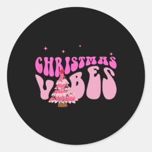 Pegatina Redonda Navidades rosas vibes a Navidades navideños pijama