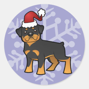 Pegatina Redonda Navidades Rottweiler