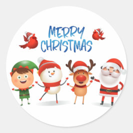 Pegatina Redonda Navidades Rudolf El reno y sus amigos