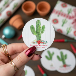 Pegatina Redonda Navidades rusos festividades en madera blanca
