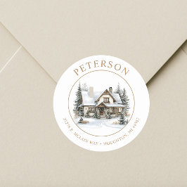 Pegatina Redonda Navidades rusos Nuevas etiquetas de dirección de r