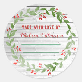 Pegatina Redonda Navidades Rustic Wood | Atasco casero