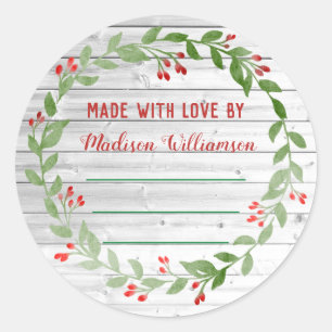 Pegatina Redonda Navidades Rustic Wood   Atasco casero