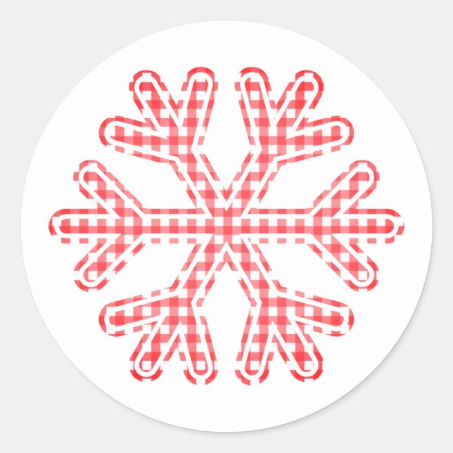 Pegatina Redonda Navidades Rústicos De Copas De Snowflake De Rojo (Anverso)