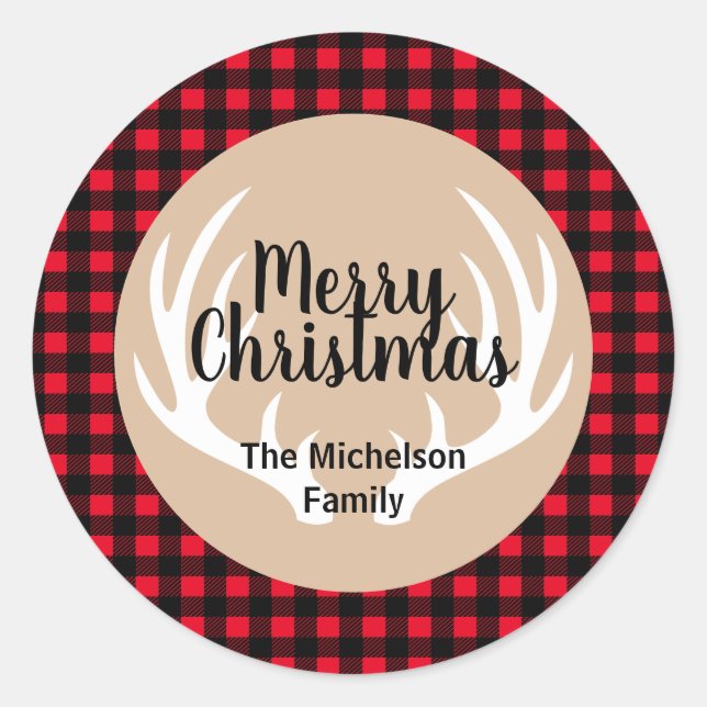 Pegatina Redonda Navidades Rústicos De La Tierra De La Lámina De Ce (Anverso)