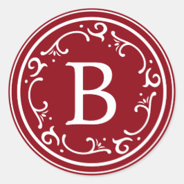 Pegatina Redonda Navidades Rústicos Encantadores de Monograma