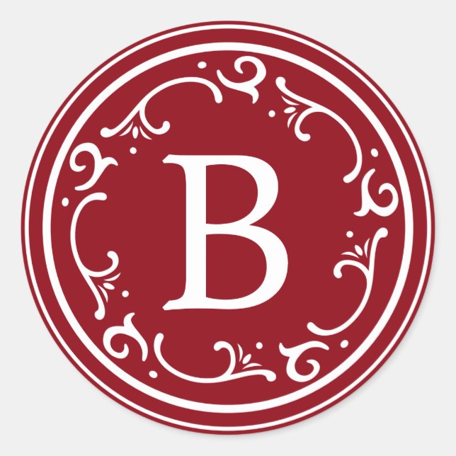 Pegatina Redonda Navidades Rústicos Encantadores de Monograma (Anverso)