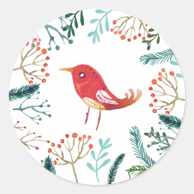 Pegatina Redonda Navidades Rústicos Naturales (Anverso)