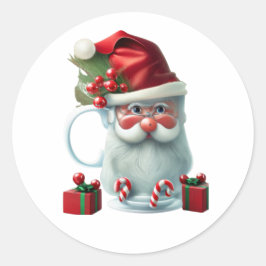 Pegatina Redonda Navidades Santa, ajuste de tazas