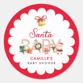 Pegatina Redonda Navidades Santa Baby Shower