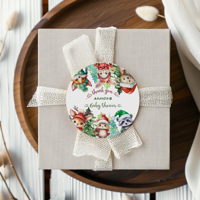 Pegatina Redonda Navidades Santa Baby Shower Gracias (Subido por el creador)