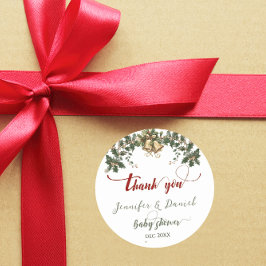 Pegatina Redonda Navidades Santa Baby Winter Red Green Baby Shower