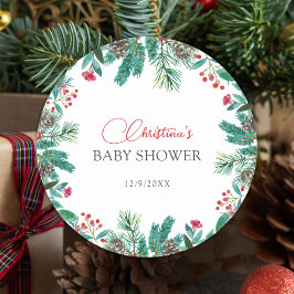 Pegatina Redonda Navidades Santa Bebé Género Neutral Personalizado