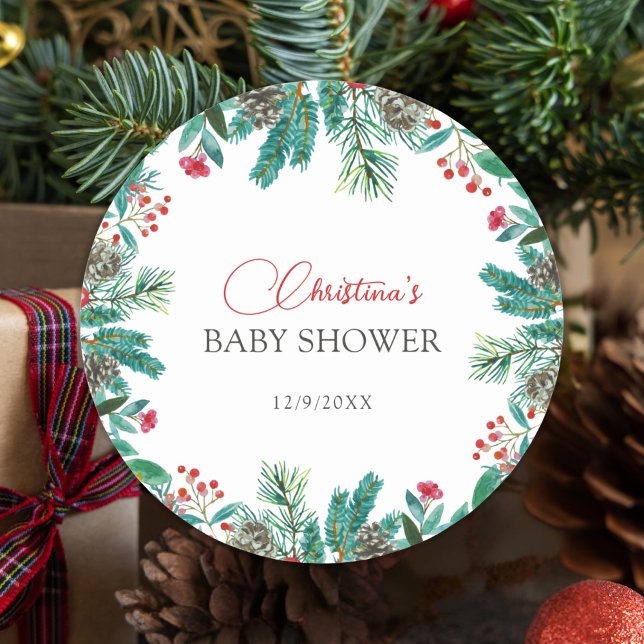 Pegatina Redonda Navidades Santa Bebé Género Neutral Personalizado (Subido por el creador)