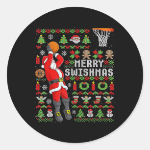 Pegatina Redonda Navidades Santa Bysketbyll Player - Slam Dunk Feo