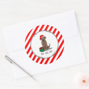 Pegatina Redonda Navidades Santa Chocolate Labrador Recupera curios
