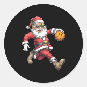 Pegatina Redonda Navidades Santa Claus Dunking A Sketll Niños X