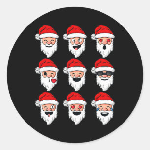 Pegatina Redonda Navidades Santa Claus Fun enfrenta a Chicas niños 