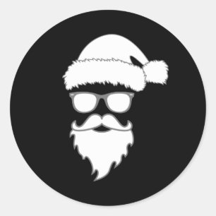 Pegatina Redonda Navidades Santa Claus Merry Funny Gift Idea