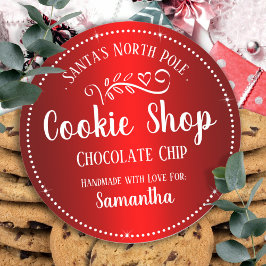 Pegatina Redonda Navidades Santa Cookie Ver Nombre personalizado