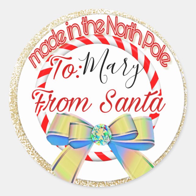 Pegatina Redonda Navidades Santa del Polo Norte (Anverso)