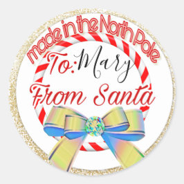 Pegatina Redonda Navidades Santa del Polo Norte