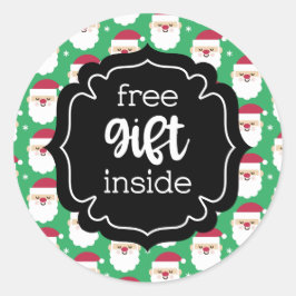 Pegatina Redonda Navidades Santa Free Gift Interior