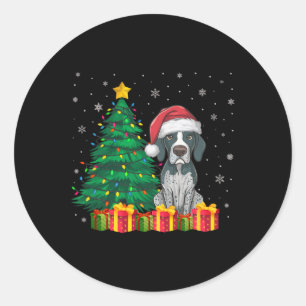 Pegatina Redonda Navidades Santa Hat con punteros ingleses feos