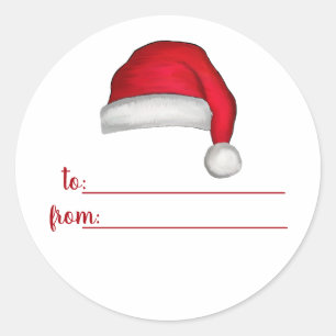 Pegatina Redonda Navidades Santa Hat Whimsical A