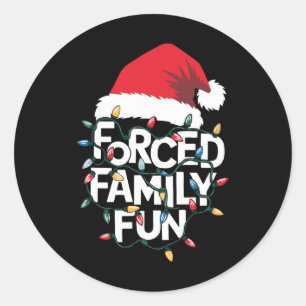 Pegatina Redonda Navidades sarcásticos  de familias forzadas divert