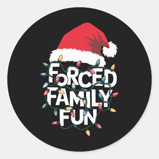 Pegatina Redonda Navidades sarcásticos  de familias forzadas divert (Anverso)
