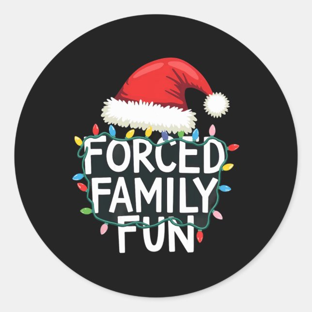 Pegatina Redonda Navidades sarcásticos iluminan a Gorra de Santa Cl (Anverso)