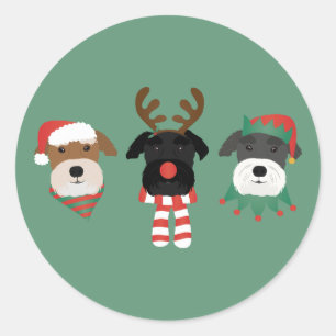 Pegatina Redonda Navidades Schnauzer Dogs