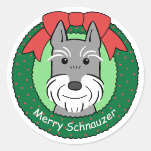 Pegatina Redonda Navidades Schnauzer gigantes
