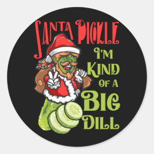 Pegatina Redonda Navidades Se Mueven En Santa Pickle Como Si Fuera