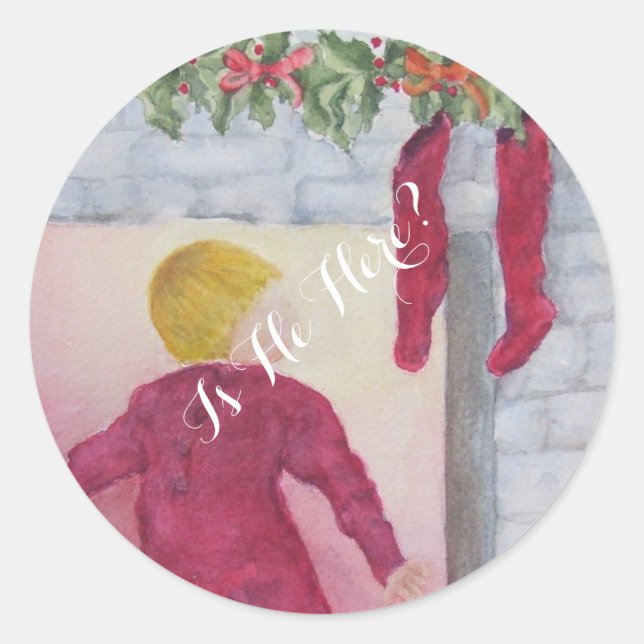 PEGATINA REDONDA NAVIDADES SE PREGUNTAN POR LA CHIMENEA DE LA JOYA  (Anverso)