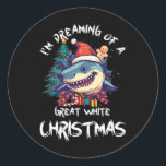 Pegatina Redonda Navidades Shark Santa Hat Xmas Santa Jaws Gracioso<br><div class="desc">Navidades Shark Santa Hat Xmas Santa Jaws Funny Shark Pun</div>