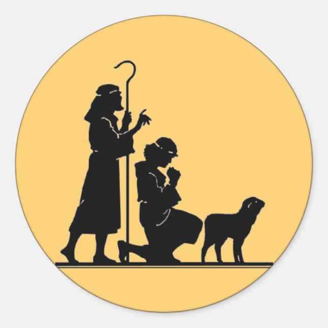 Pegatina Redonda Navidades Shepherds Silhouette (Anverso)