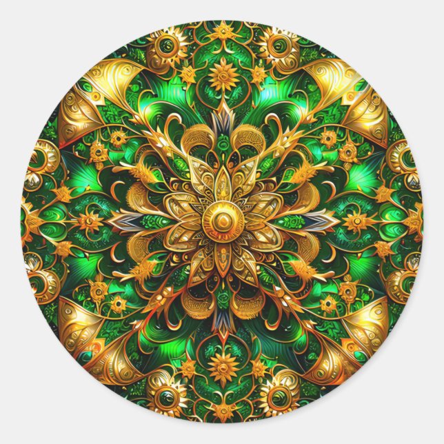 Pegatina Redonda NAVIDADES SHINY Green y Gold ~ (Anverso)