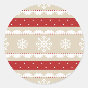 Pegatina Redonda Navidades simpáticos, modelo de copos de nieve ro