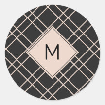 Navidades simples cheques de monograma negro y cre