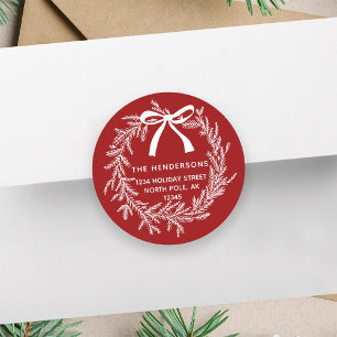 Pegatina Redonda Navidades simples Dirección de devolución de la co